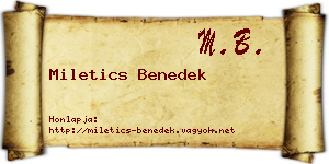 Miletics Benedek névjegykártya