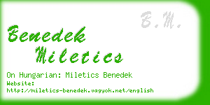 benedek miletics business card